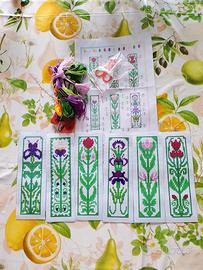 Kit punto croce segnalibri floreali vintage 6pezzi