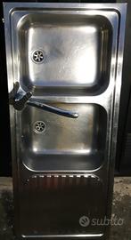 Lavello acciaio 2vasche, sgocciolatoio,miscelatore
