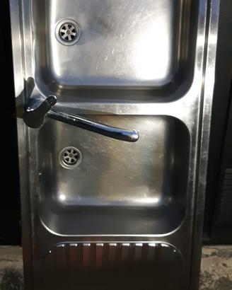 Lavello acciaio 2vasche, sgocciolatoio,miscelatore