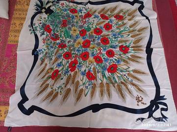 Foulard Gucci vintage in seta, stampa "papaveri"