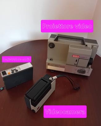 Videocamera, registratore audio e proiettore video