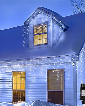 Natale Cascata Luci Esterno, 20M 600 LED Tenda Lum