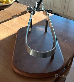 Porta prosciutto/tagliere in legno e acciaio