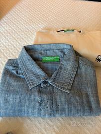 Camicia 11/12 anni azzurro blu benetton