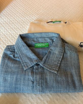 Camicia 11/12 anni azzurro blu benetton