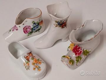 4 SCARPE CERAMICA PORCELLANA LIMOGES CAPODIMONTE 