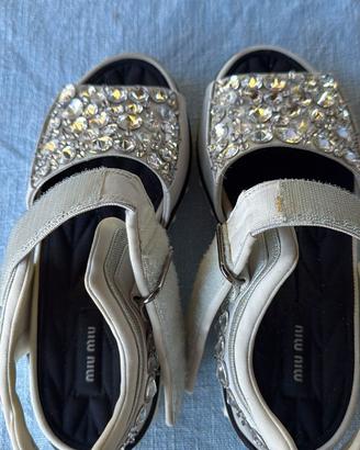 Sandali Miu Miu Platform con Cristalli