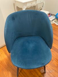 Sedia poltroncina in velluto blu