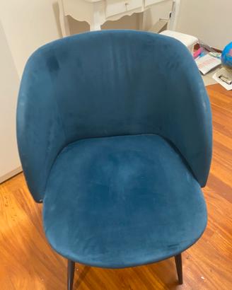Sedia poltroncina in velluto blu