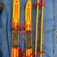 Sci bambino vintage in legno Colombino 50