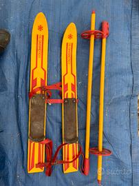 Sci bambino vintage in legno Colombino 50