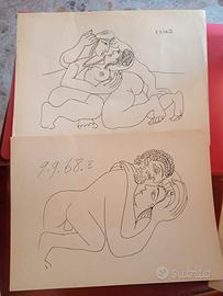 coppia stampe erotiche fotolitografiche Picasso 