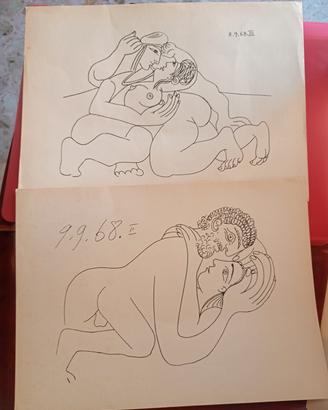coppia stampe erotiche fotolitografiche Picasso 