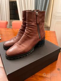 Stivaletto Halmanera cuoio con tacco blu