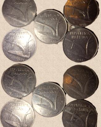 10 monete 10 lire spighe vari anni