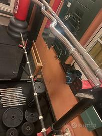 Palestra, pesi, bilanciere, rack, parallele, sacco