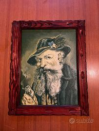 Dipinto a olio vintage con cornicerustica in legno