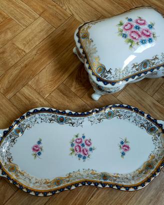 Set porcellana Limonges - vassoio e portagioie