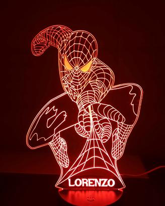 Spiderman lampada led personalizzabile con nome 