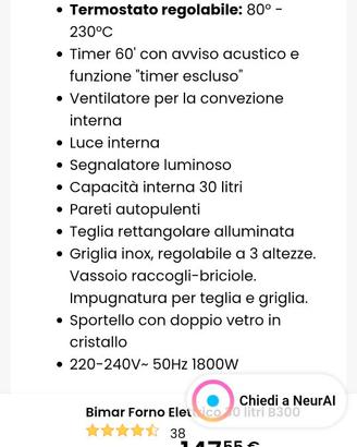 Fornetto ventilato 30 lt