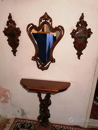 Consolle noce entrata con specchiera attaccapanni