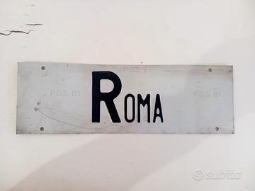 Targa auto Roma in metallo anni 90 