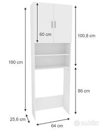 Mobile lavatrice/asciugatrice 2 ante e 2 ripiani