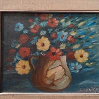 Quadro Olio su tela "Vaso di Fiori"