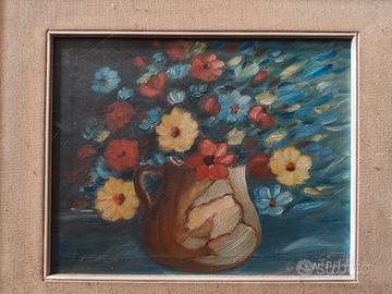 Quadro Olio su tela "Vaso di Fiori"