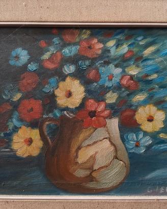 Quadro Olio su tela "Vaso di Fiori"
