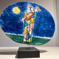POZZI walter scultura dipinta a mano su ceramica