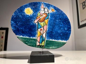 POZZI walter scultura dipinta a mano su ceramica