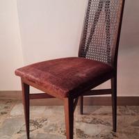 Sedia Vintage in Legno con Schienale in Paglia di