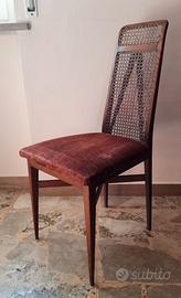 Sedia Vintage in Legno con Schienale in Paglia di