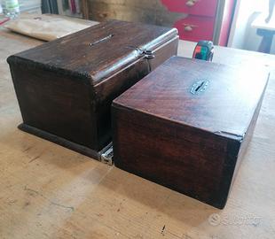 coppia cassette elemosimiera legno vintage 