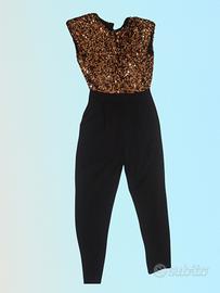 Tuta intera elegante nera con paillettes oro – da 