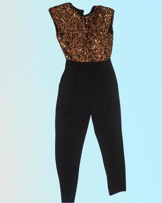 Tuta intera elegante nera con paillettes oro – da 