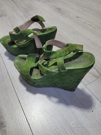 Scarpa a sandalo alta verde taglia 37 Luca Stefani