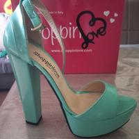 Sandali con tacco color Tiffany n. 38 Nuove