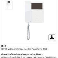 7549 ELVOX Videocitofonia / Due Fili Plus / Serie