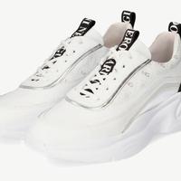 sneakers in pelle bianca nero giardini taglia 35, 