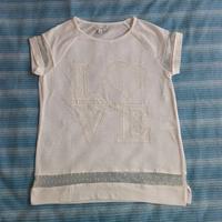 Maglietta bianca cotone Love OVS XS 10 anni