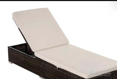 2 Lettini prendisole in Rattan con cuscino