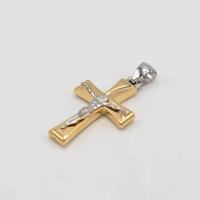 Ciondolo in oro giallo e bianco 18 kt croce E.433