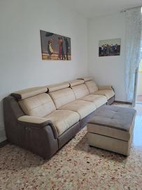 Divano letto con relax elettrico doppio e pouf