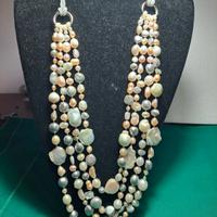 collana 4 fili di perle naturali multicolore 