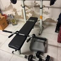 Palestra a casa panca piana, bilanciere, manubri