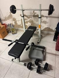 Palestra a casa panca piana, bilanciere, manubri