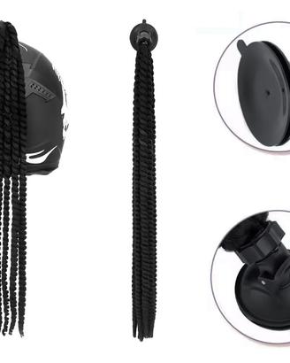 Dreadlocks neri a ventosa - Accessorio per casco