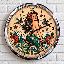 orologio da parete tattoo sirena 